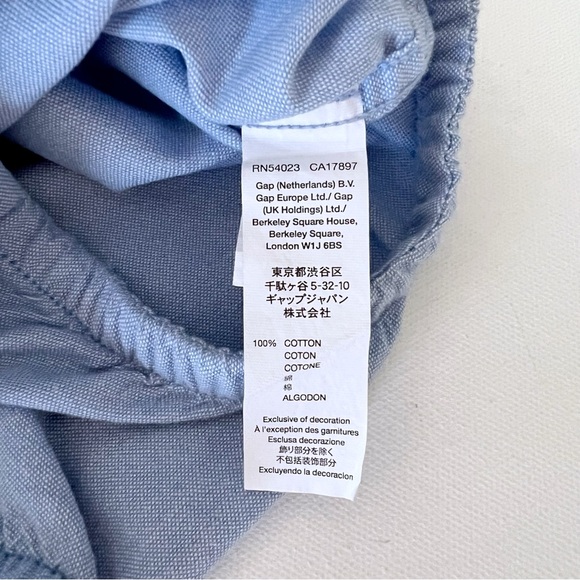 Baby Gap Oxford Button Up Bodysuit Light Blue Embroidered Bear 18-24M - Picture 8 of 10